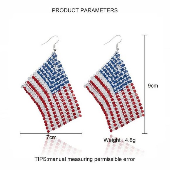 #1 American Flag Mesh Earrings - Picture 4 of 4